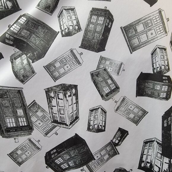 Doctor Who Tardis Skater Skirt Juniors Sz S White Gray Flare Mini Her Universe - Picture 2 of 6